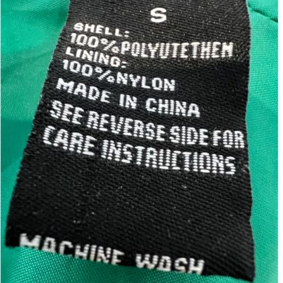 Neff Womens Front Zip Faux Leather Jacket Ribbed Cuff Long Sleeve Size S Green - Picture 6 of 6